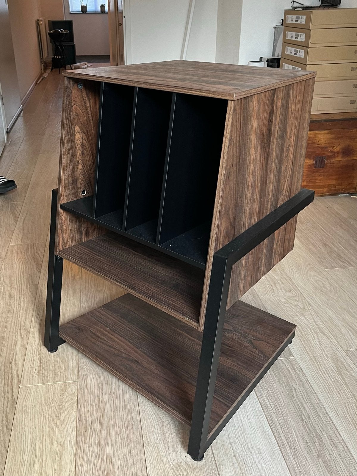 Platenspeler vinylplaten kast walnoot/zwart - Fitueyes, Ophalen, Zo goed als nieuw, Hout