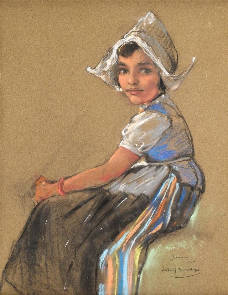 Zeer Mooi Werk "Portret van Janine"  van Clemens Bisschops, Ophalen