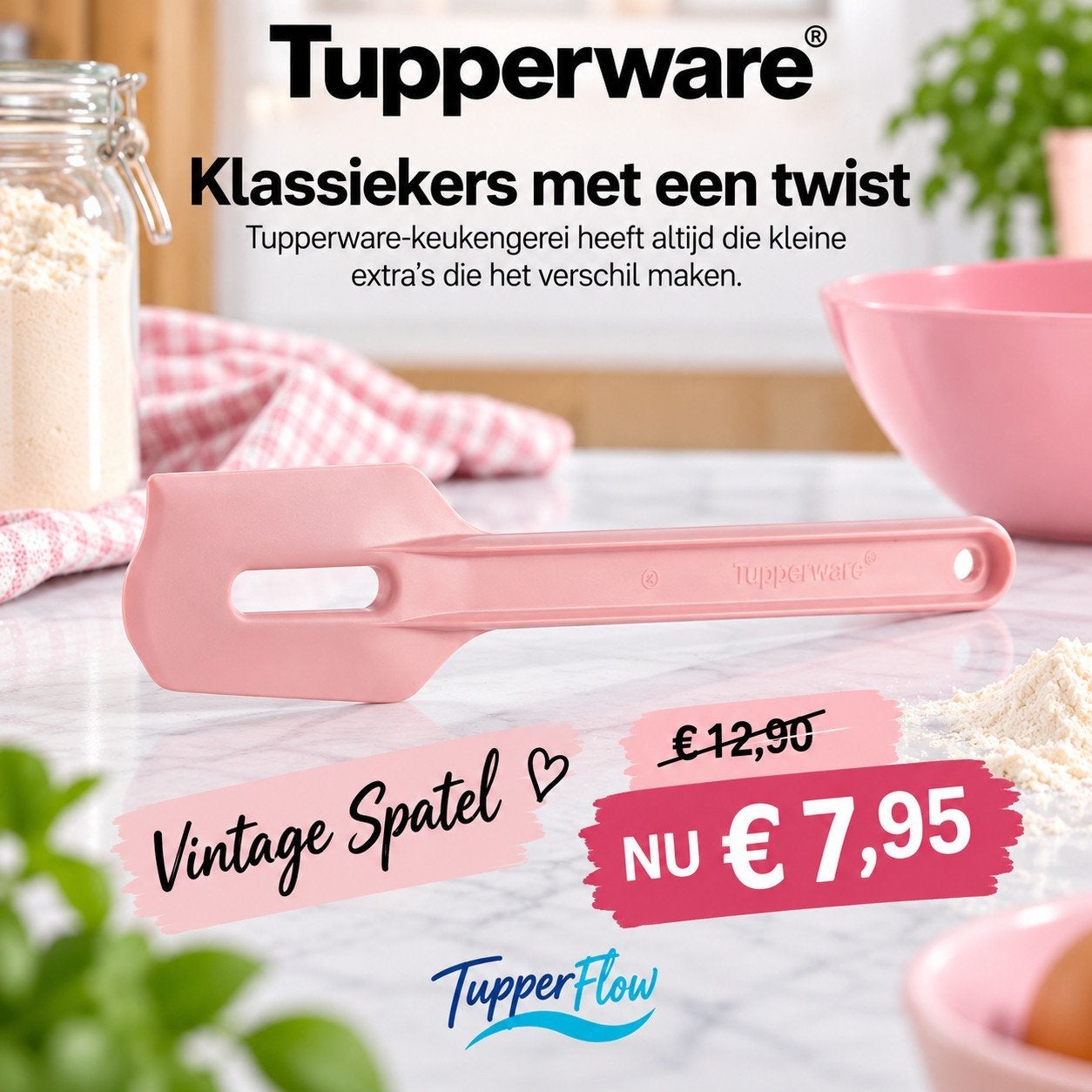 TUPPERWARE Vintage Spatel schraper pannenlikker, Ophalen of Verzenden, Nieuw, Overige typen