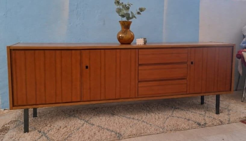 Sideboard 50er 60er Mid Century Vintage Danish Design, Ophalen, 150 tot 200 cm, Zo goed als nieuw, 3 of 4 laden
