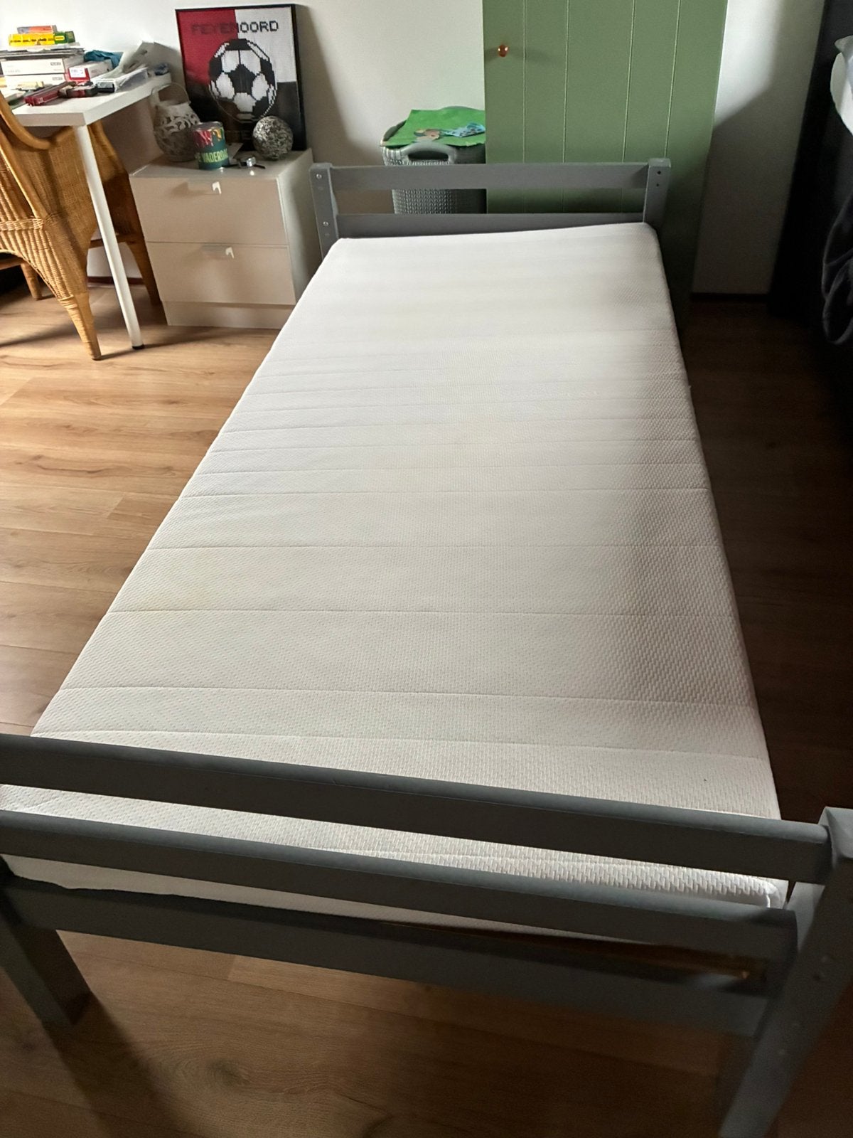 1 persoons bed, Ophalen, 90 cm, Eenpersoons, Wit