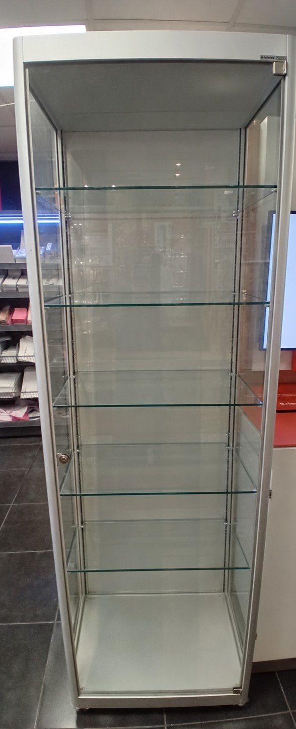Glazen vitrinekast met aluminium frame, Ophalen, 50 tot 100 cm, Glas, Modern