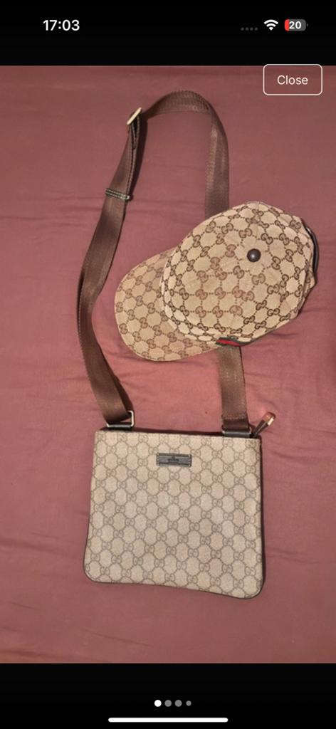Gucci vintage tasje & pet, Sieraden, Tassen en Uiterlijk, Tassen | Schoudertassen, Ophalen of Verzenden, Zo goed als nieuw, Zwart