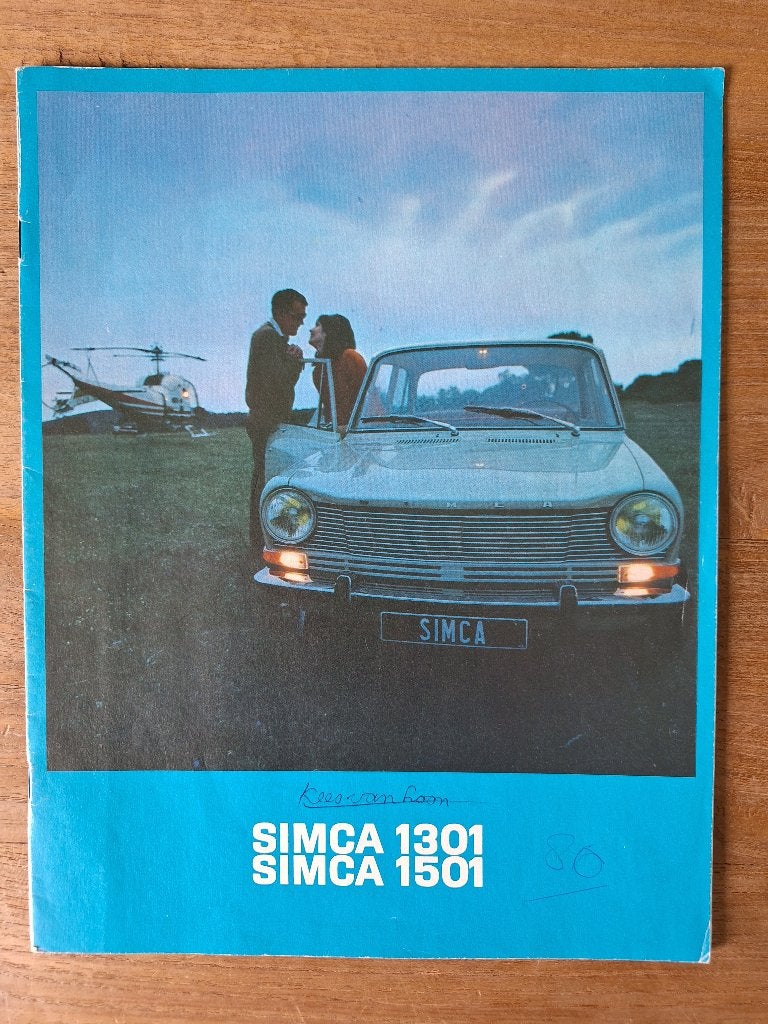 Simca 1301 en 1501 brochure folder uit 1968, Ophalen of Verzenden, Gelezen, Overige merken