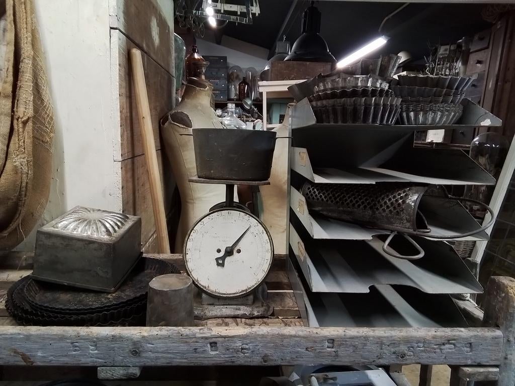 Oude weegschaal weegschaaltje brocante, Ophalen of Verzenden