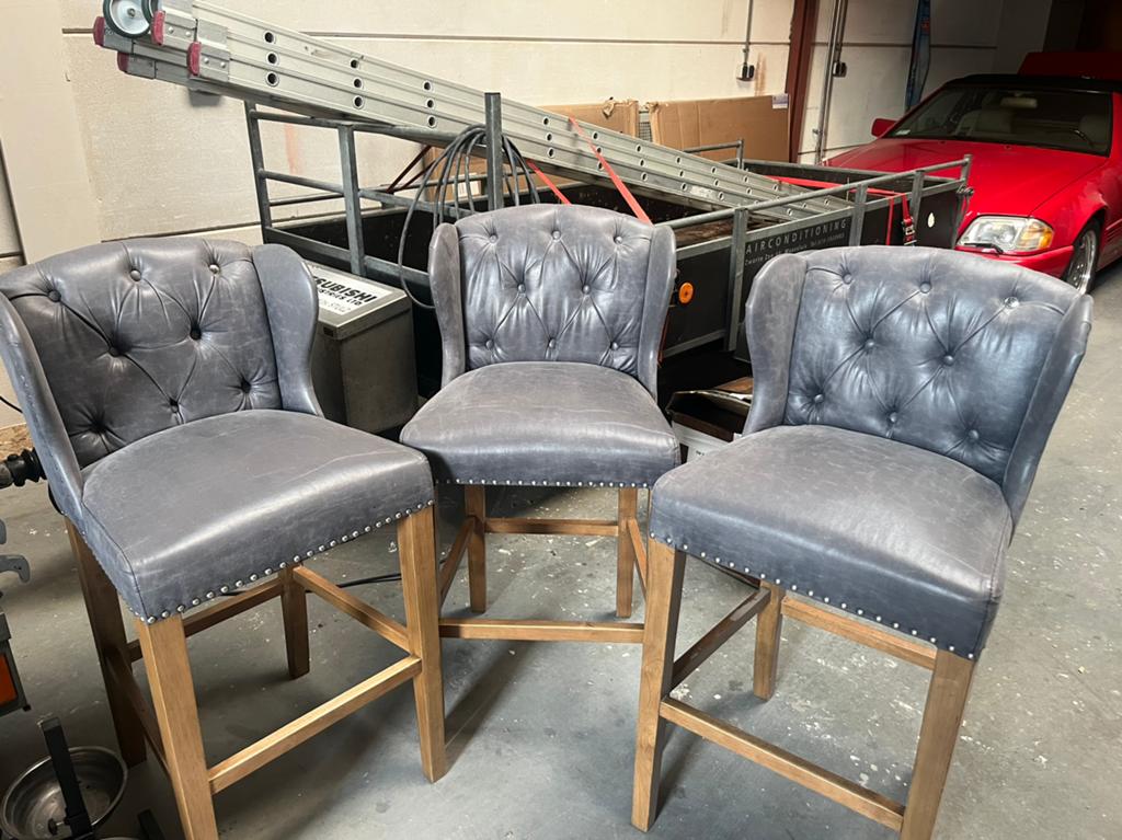 Landelijke barstoelen Riviera Maison, Huis en Inrichting, Ophalen, Gebruikt, 60 tot 90 cm, Leer
