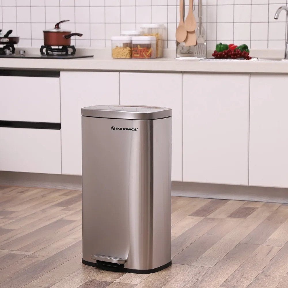 Afvalemmer 30L, prullenbak met pedaal, softclose, Ophalen, Met pedaal, Nieuw, 30 tot 40 liter