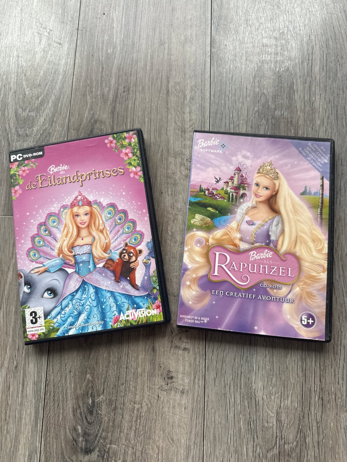 Barbie PC DVD-ROM Spellen: Eilandprinses & Rapunzel, Avontuur en Actie, Gebruikt, 1 speler, Ophalen of Verzenden