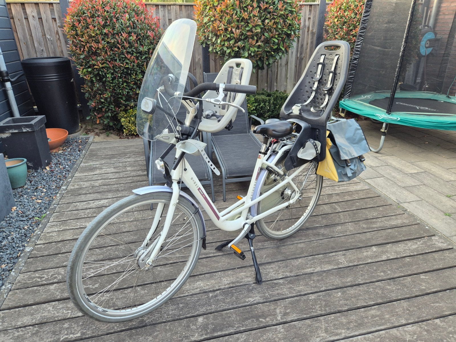 Batavus Mambo Mamafiets 28" met 2 zitjes en accessoires, Ophalen, 2 zitjes, Gebruikt, 47 tot 50 cm