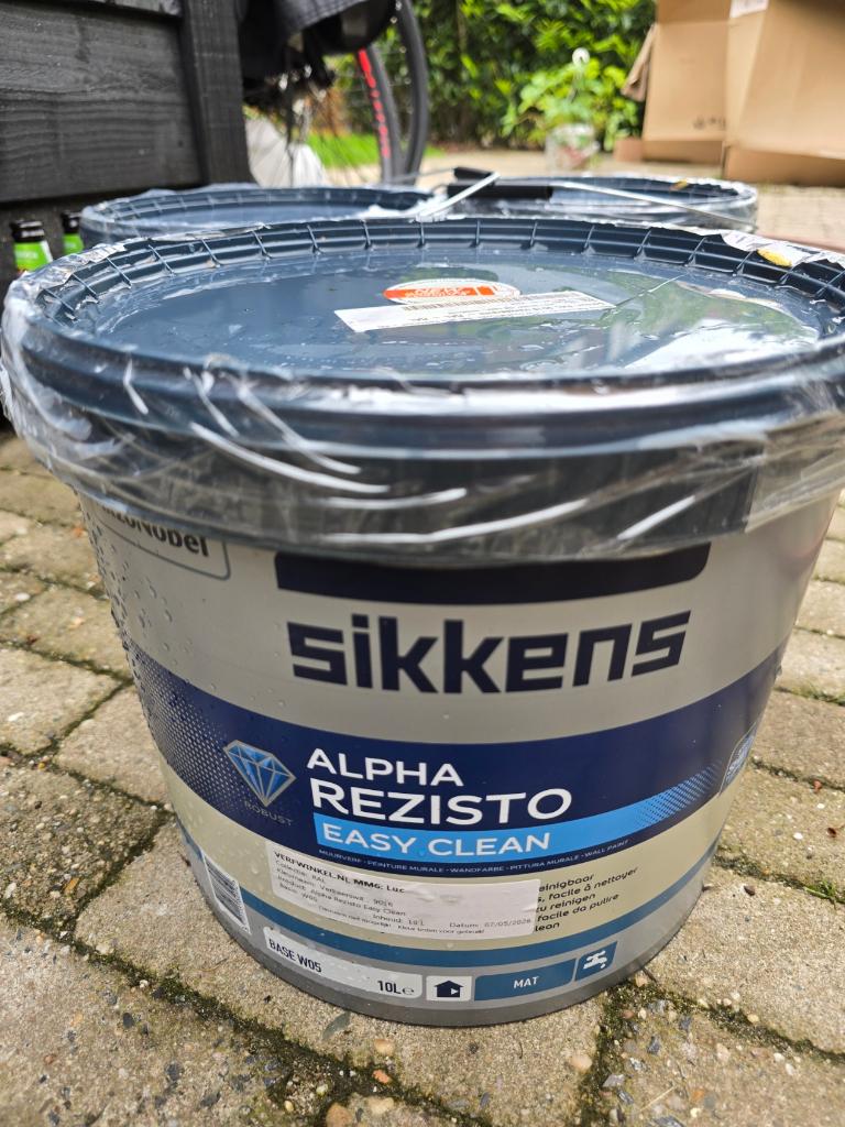 Sikkens Alpha Rezisto Easy Clean Muurverf RAL 9016 10L, Wit, Nieuw, Ophalen of Verzenden, Verf