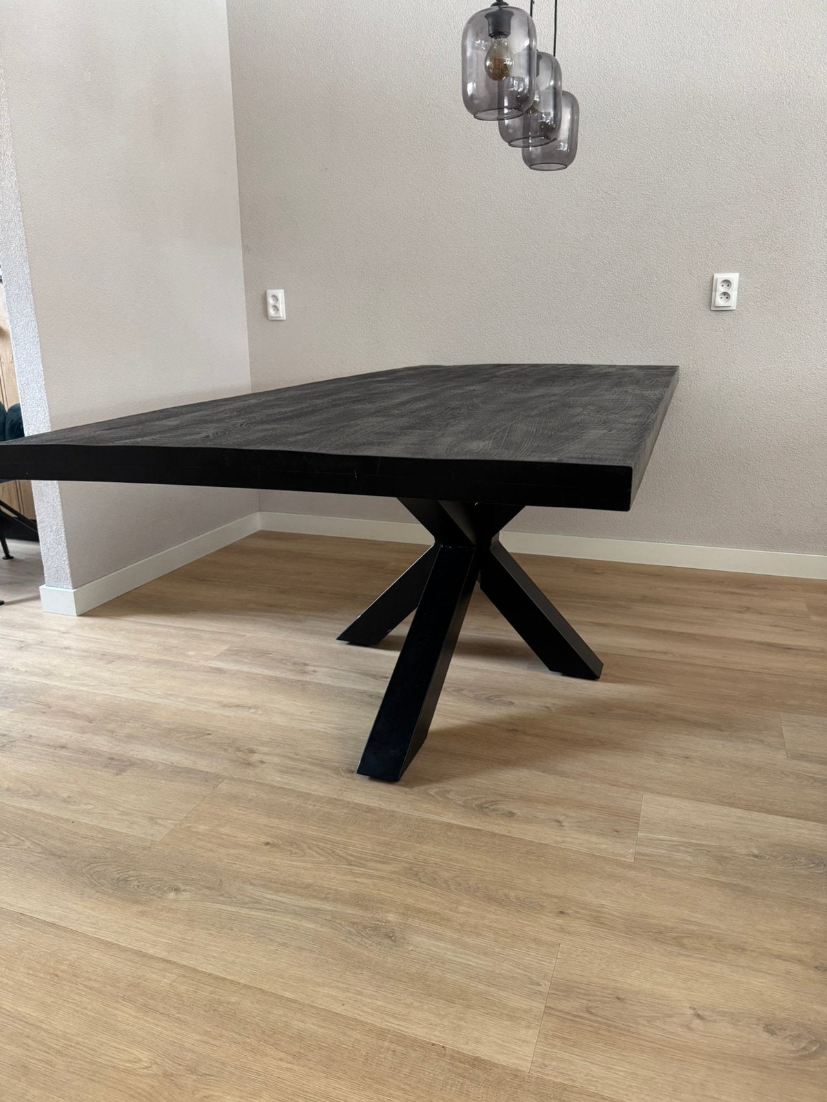 Zwarte mangohouten eettafel, Ophalen, Zo goed als nieuw, Rechthoekig, 50 tot 100 cm