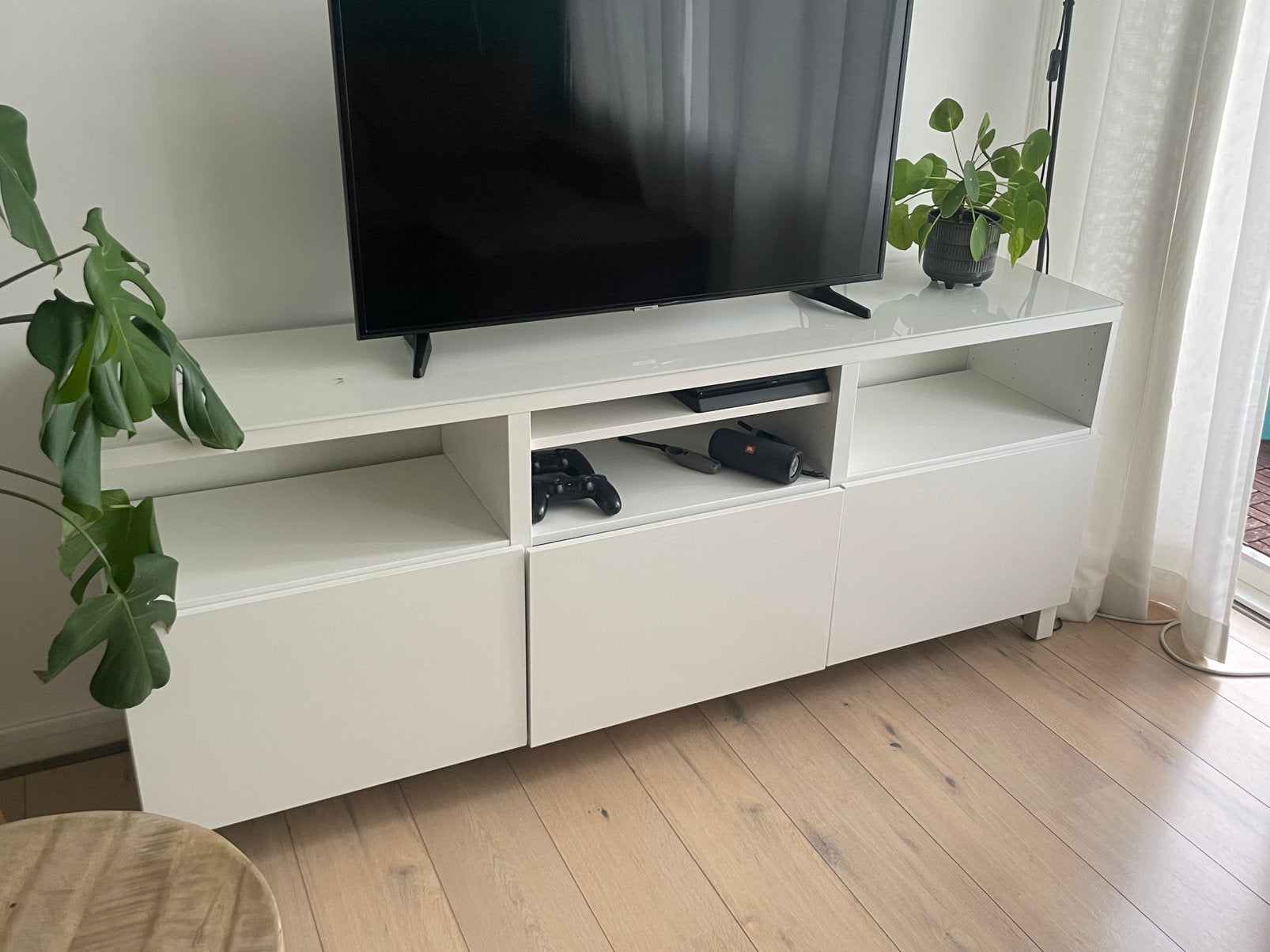 Tv kast met glasplaat, Ophalen, Zo goed als nieuw, 25 tot 50 cm, Minder dan 100 cm