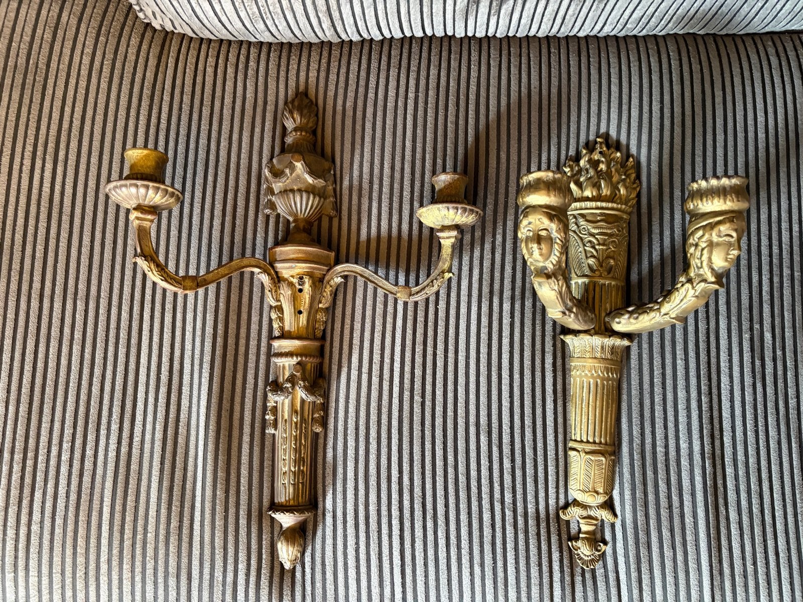 Antieke Wandblakers: Lodewijk XVI & Empire Stijl, Antiek en Kunst, Ophalen of Verzenden, Koper of Brons
