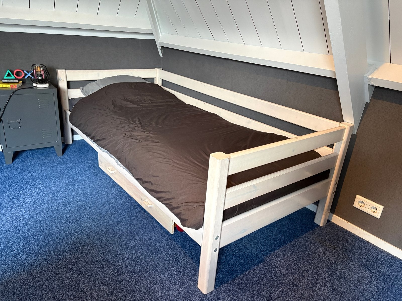 Flexa Halfhoogslaper wit hout met ladder, Huis en Inrichting, Ophalen, Gebruikt, 90 cm, Eenpersoons