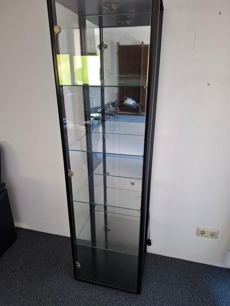 Glazen vitrinekast met verlichting, Ophalen, Minder dan 50 cm, Glas, Modern