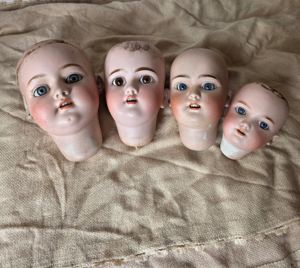 Antieke pop, 4x antiek poppenhoofd voor de poppendokter, Verzamelen, Ophalen of Verzenden, Gebruikt, Overige typen