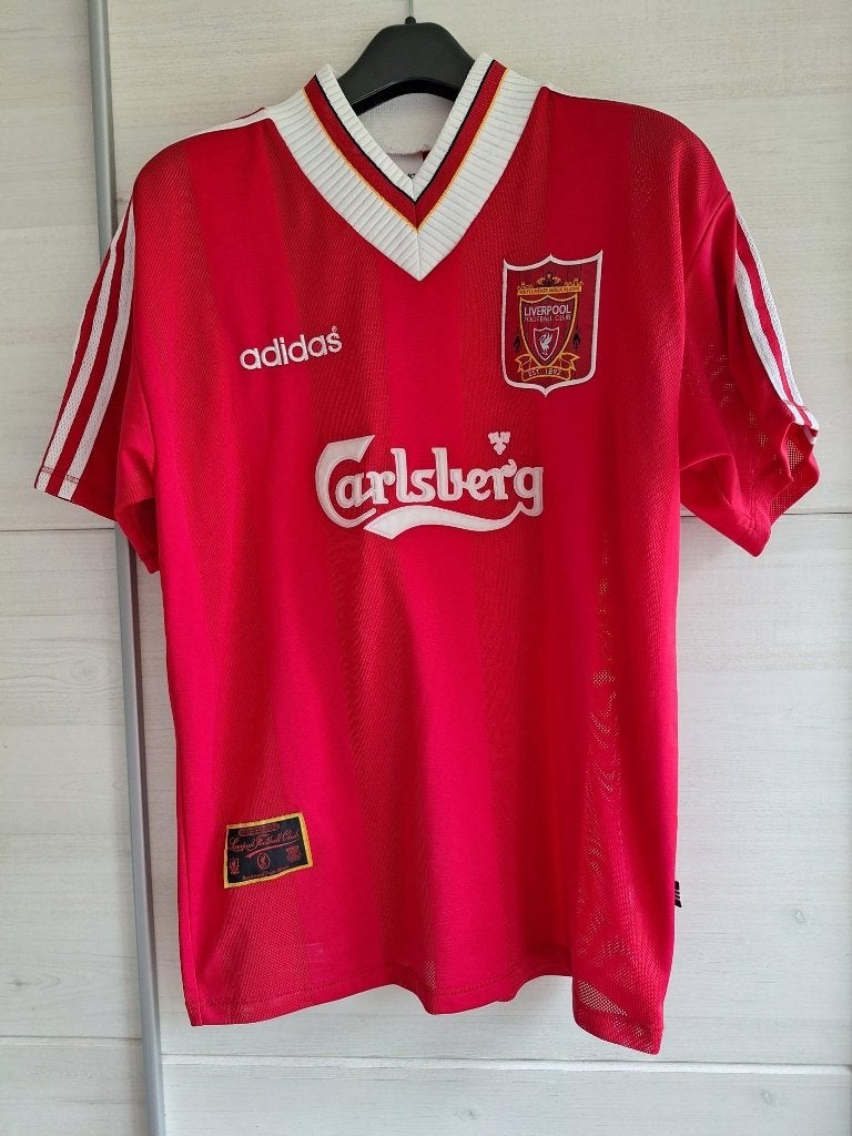 Retro Liverpool thuisshirt 1995/1996 (Adidas, maat L), Maat L, Verzenden, Zo goed als nieuw, Shirt