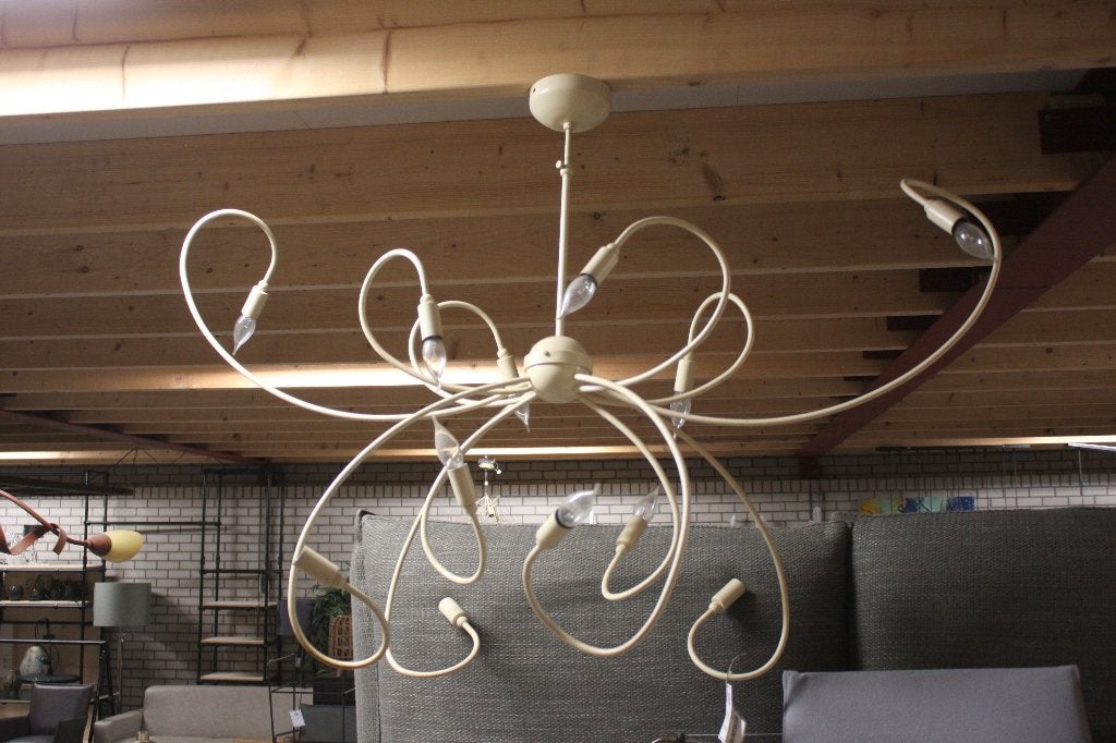 Leuke sierlijke hanglamp metaal cremekleur modern SALE!, Huis en Inrichting, Lampen | Hanglampen, Ophalen, Zo goed als nieuw, Metaal
