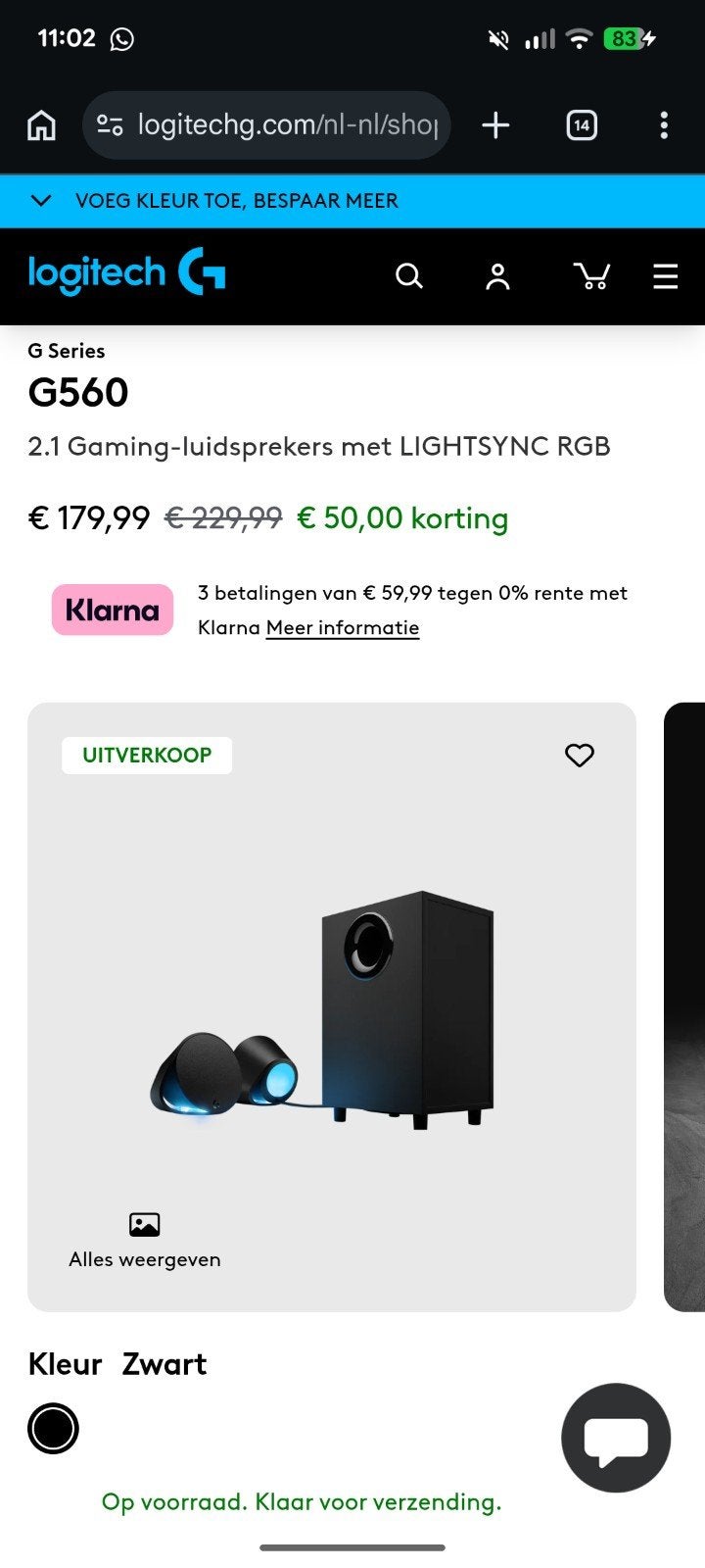 Logitech G560 2.1 Gaming Speakers met LIGHTSYNC RGB, Computers en Software, Ophalen of Verzenden, Gebruikt, Audiokanaal 2.1, Logitech