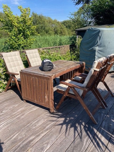 houten tuinset, Tuin en Terras, Tuinsets en Loungesets, Ophalen, 4 zitplaatsen, Gebruikt, Tuinset