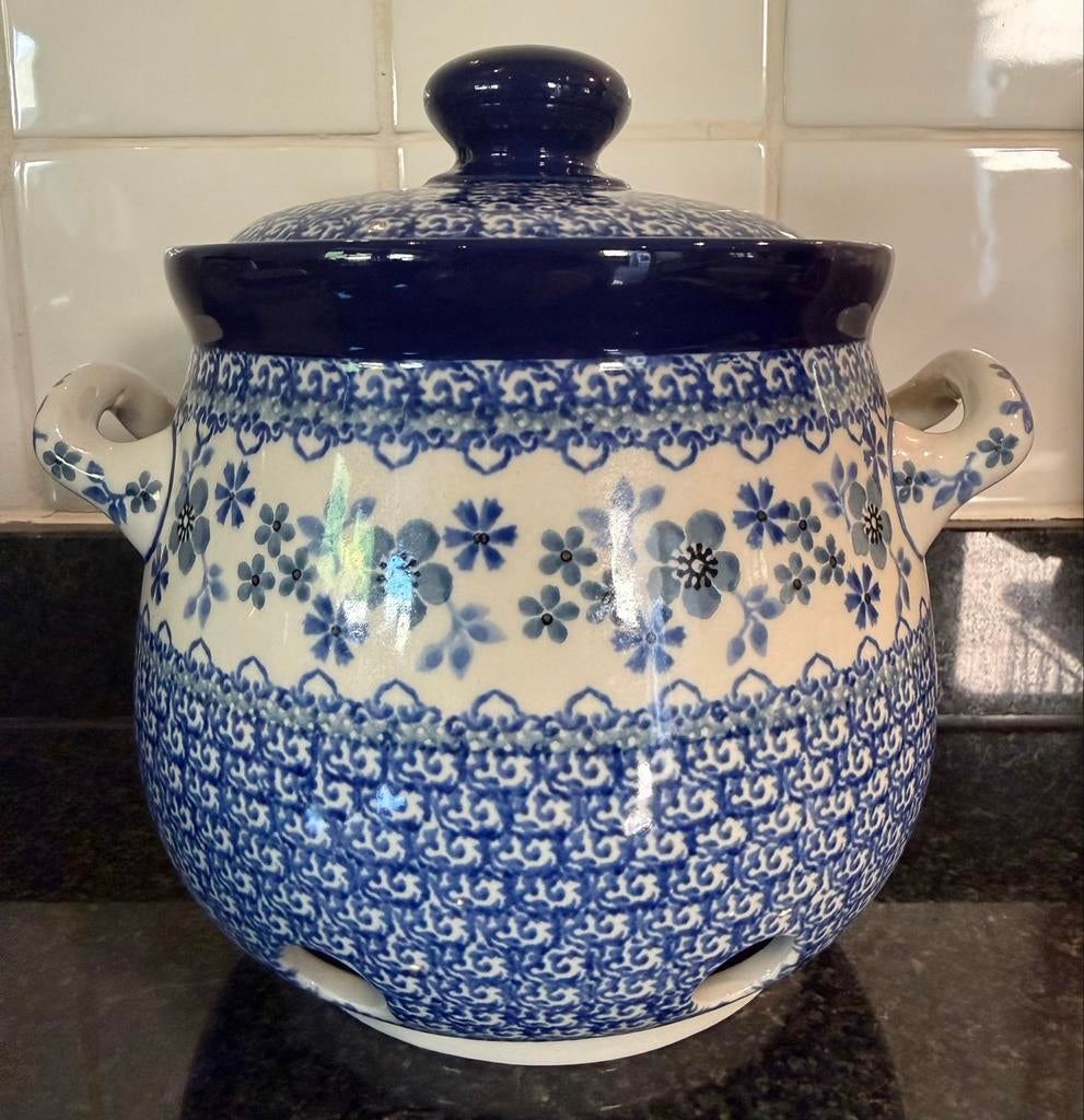 Bunzlau uien voorraadpot CA-172, Huis en Inrichting, Blauw, Ophalen of Verzenden, Zo goed als nieuw, Voorraadpot