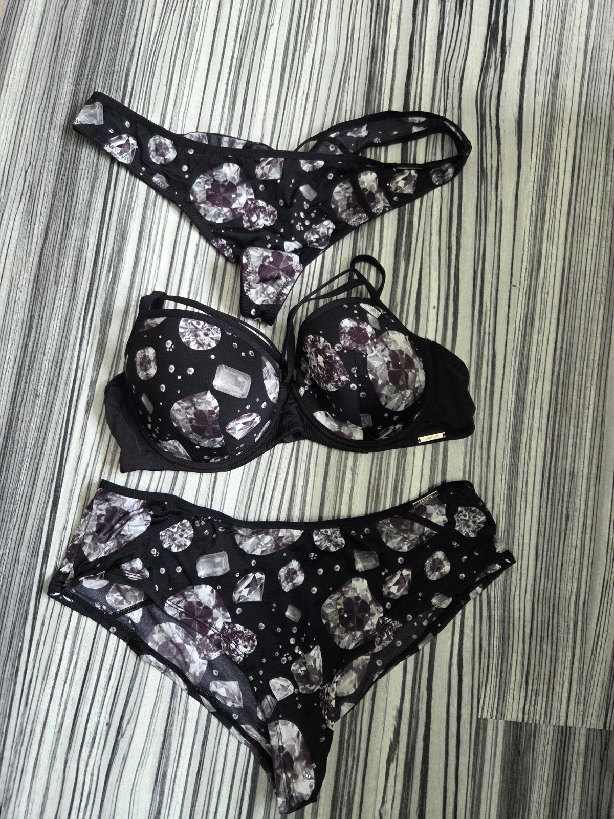 sapph lingeriesetje, Verzenden, Zwart, String
