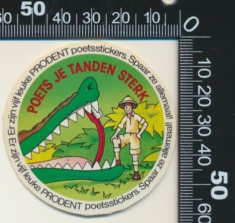 Sticker: Prodent - Poets je tanden sterk (3), Ophalen of Verzenden, Zo goed als nieuw, Bedrijf of Vereniging