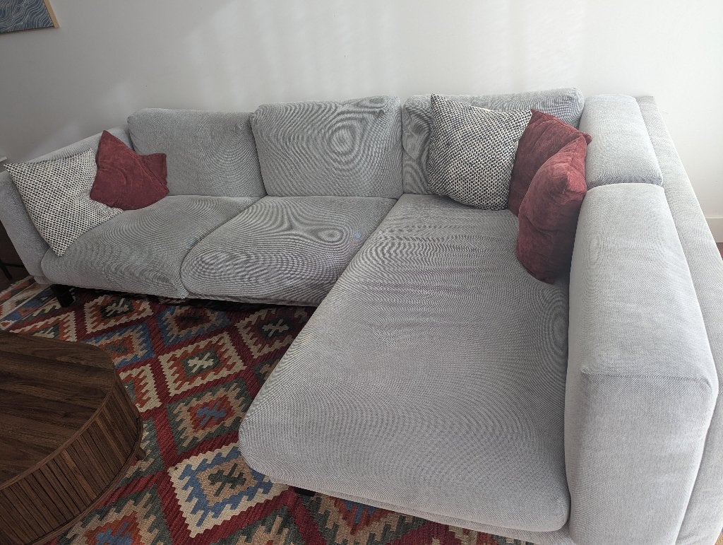 Grijze IKEA hoekbank met chaise longue, Huis en Inrichting, Ophalen, Gebruikt, Vierpersoons of meer