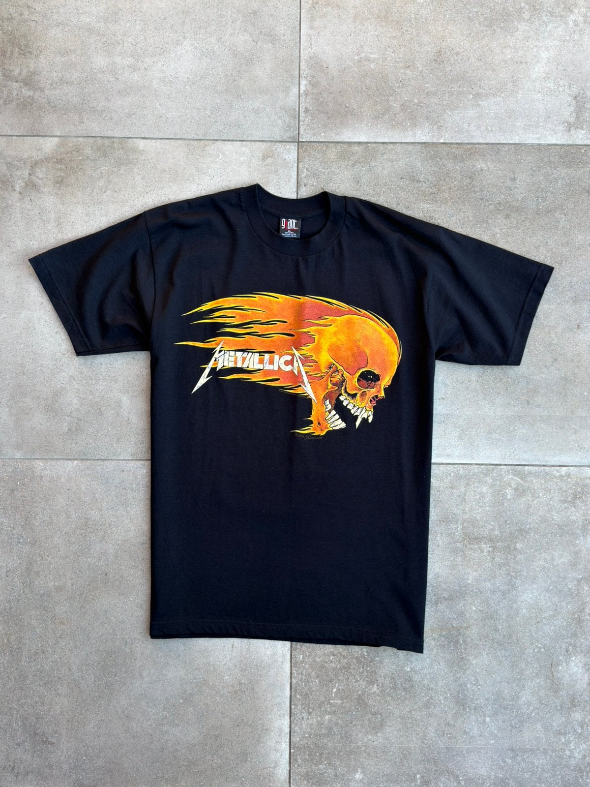 Vintage 1994 Metallica Flaming Skull Shirt, Kleding | Heren, T-shirts, Ophalen of Verzenden, Zo goed als nieuw, Maat 56/58 (XL)
