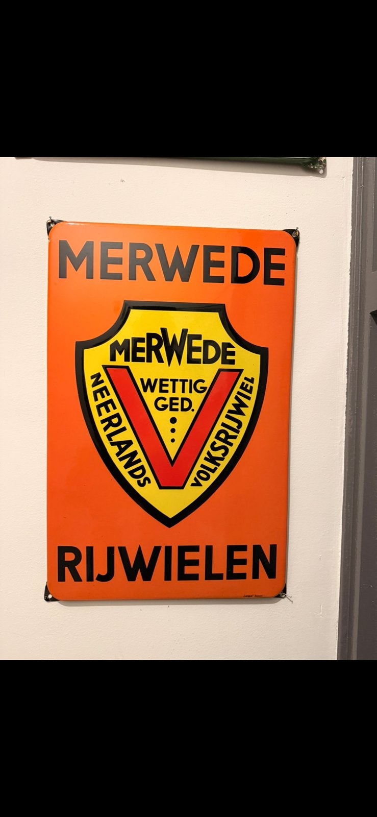 Merwede rijwielen emaille reclamebord reclame bord, Ophalen of Verzenden, Gebruikt, Reclamebord