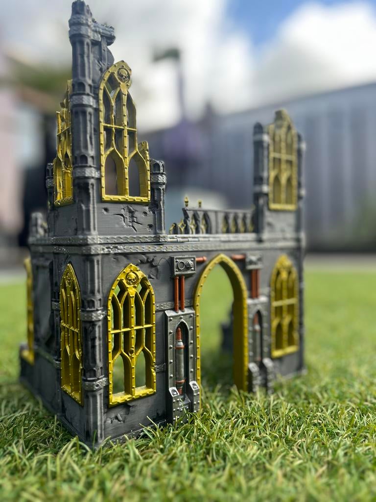 Wargame Ruïne Terrein - 2 Stuks Geschilderd, Hobby en Vrije tijd, Wargaming, Gebruikt, Ophalen of Verzenden, Warhammer 40000, Geverfd