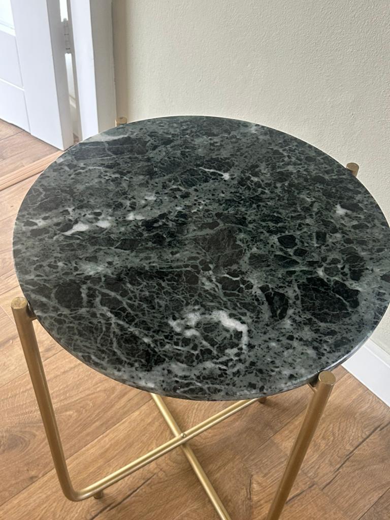 Bijzettafeltje groen marmer, Minder dan 55 cm, Gebruikt, Rond, Ophalen