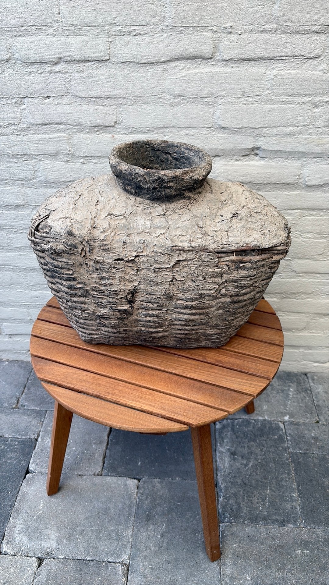 Leemmand 45 cm breed 36 cm hoog, Ophalen of Verzenden, Zo goed als nieuw, Rond, Riet