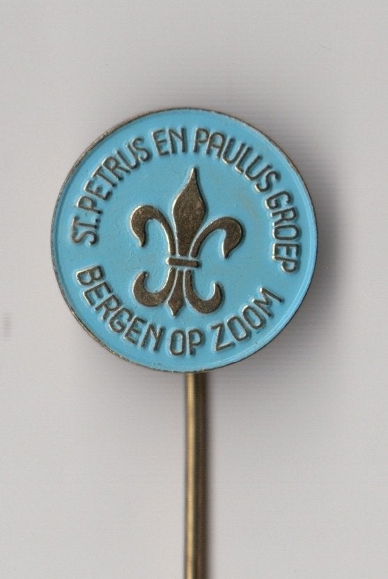 Scouting Bergen op Zoom St. Petrus en Paulus Groep D speldje, Verzamelen, Speldjes, Pins en Buttons, Gebruikt, Niet vindbaar, Niet vindbaar