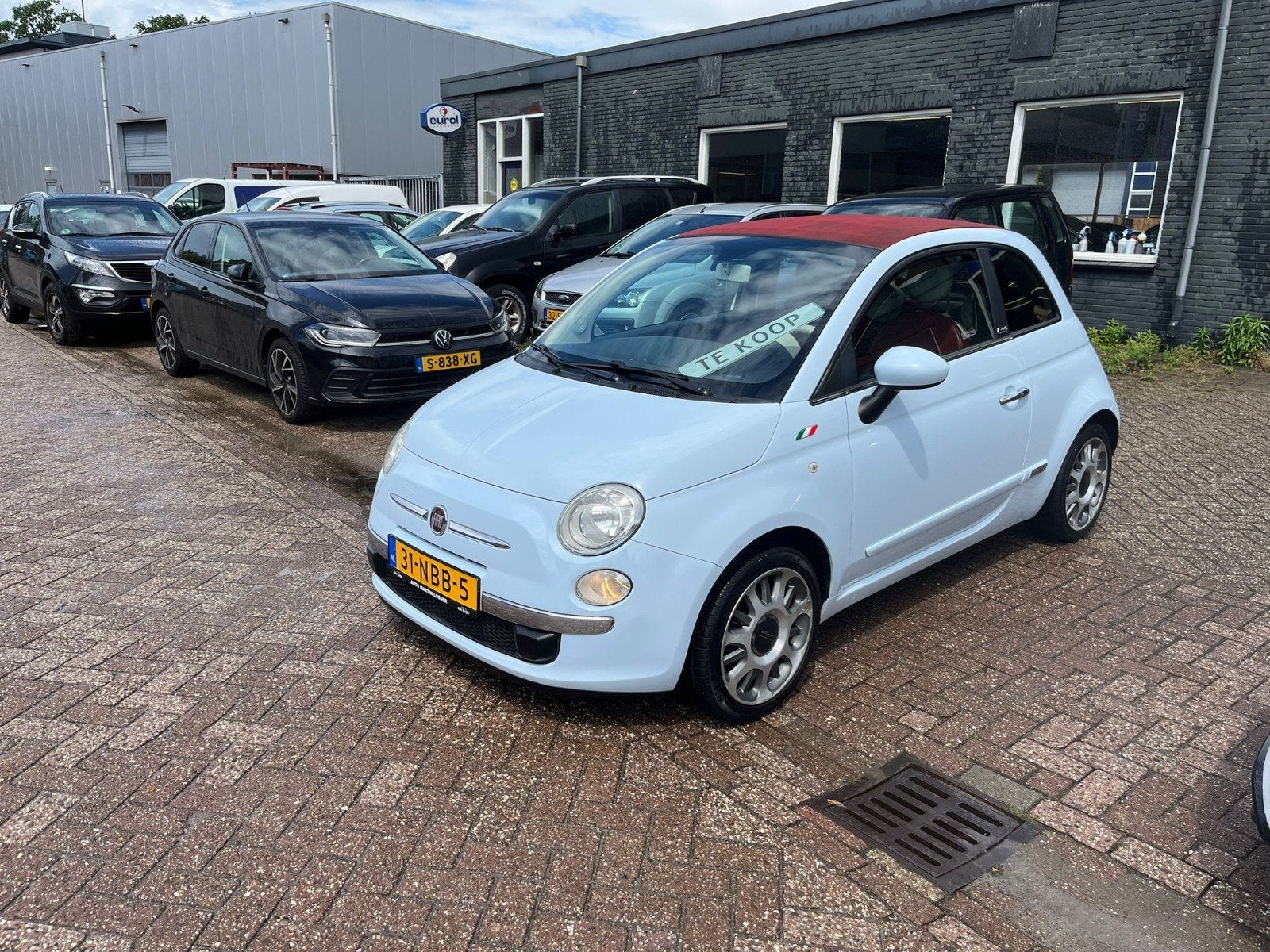 Fiat 500 1.2 Cabrio 2010 Blauw Airco APK, 4 cilinders, Cabriolet, Parkeersensor, Origineel Nederlands