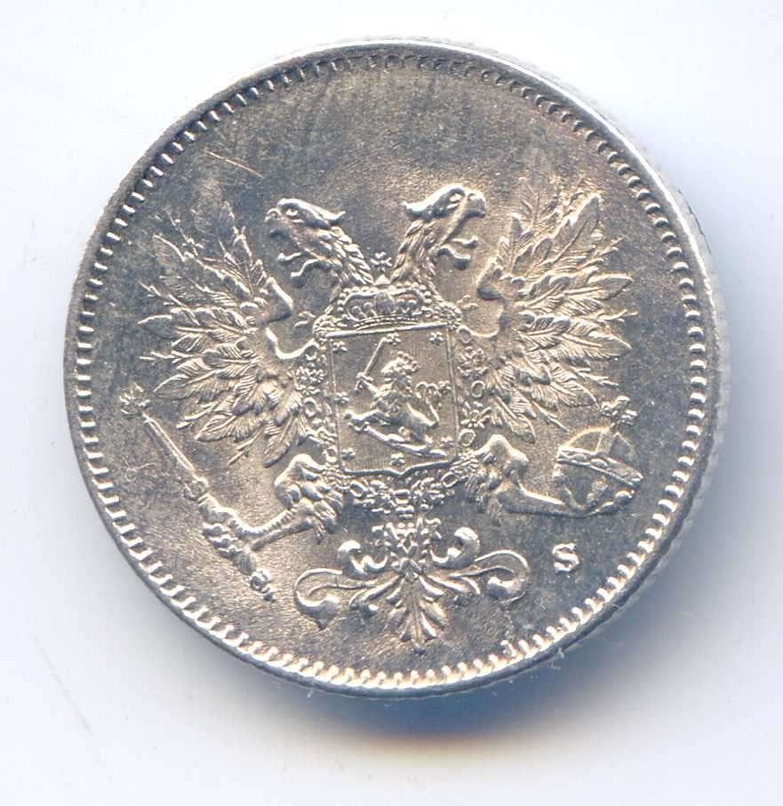 Finland 25 Pennia 1917 Na Executie Koninklijke Familie, Ophalen of Verzenden, Overige landen, Zilver