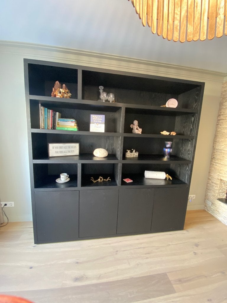 Luxe Buffetkast zwart Barcelona Goossens, Huis en Inrichting, Ophalen, Met deur(en), 200 cm of meer, Zo goed als nieuw