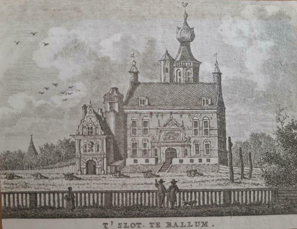22 / Slot van Ballum Kopergravure ca 1790, Antiek en Kunst, Ophalen of Verzenden
