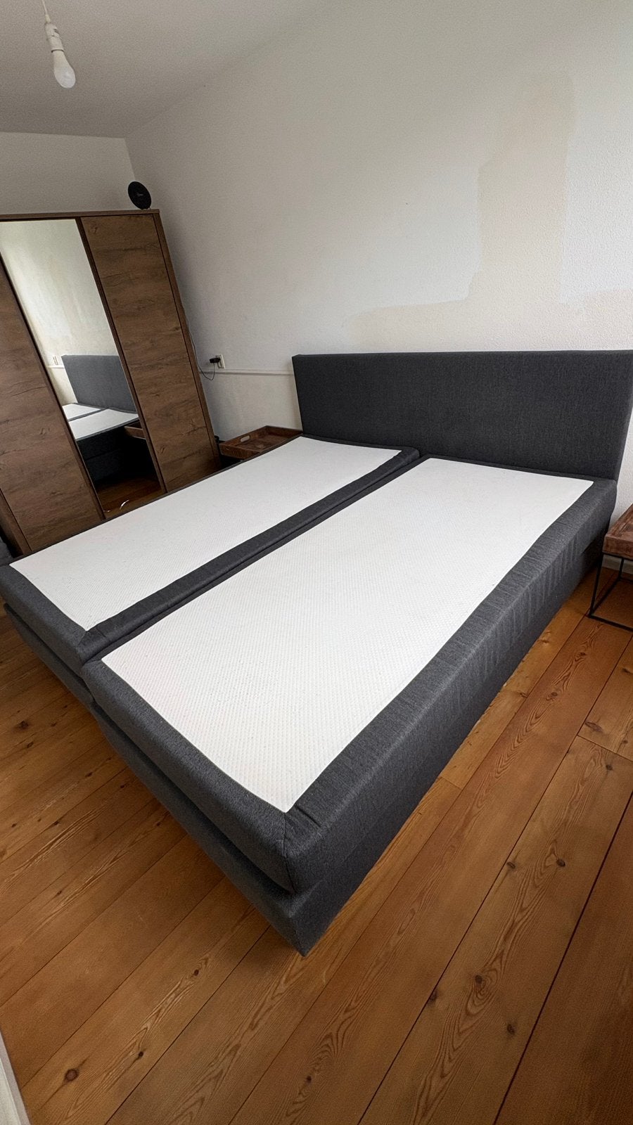 ZGAN Boxspring 200x210 - Pocketvering - Stof Antraciet, Huis en Inrichting, Slaapkamer | Bedden, Ophalen, 210 cm, Tweepersoons