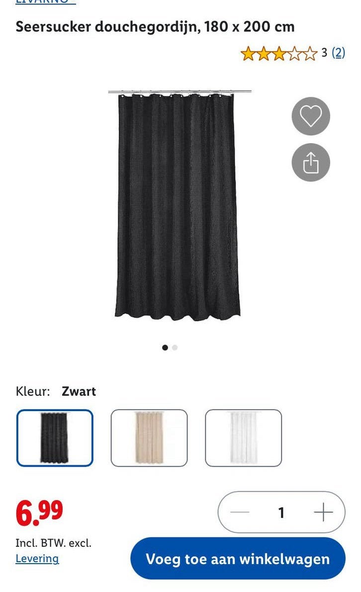 Douchegordijn zwart, Ophalen of Verzenden, Zo goed als nieuw