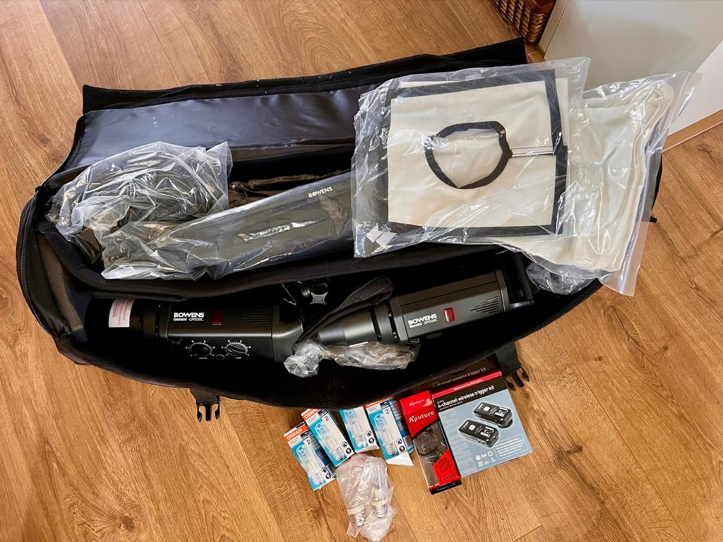 Complete Bowens Gemini GM500C Fotostudio Set met Accessoires, Ophalen of Verzenden, Zo goed als nieuw