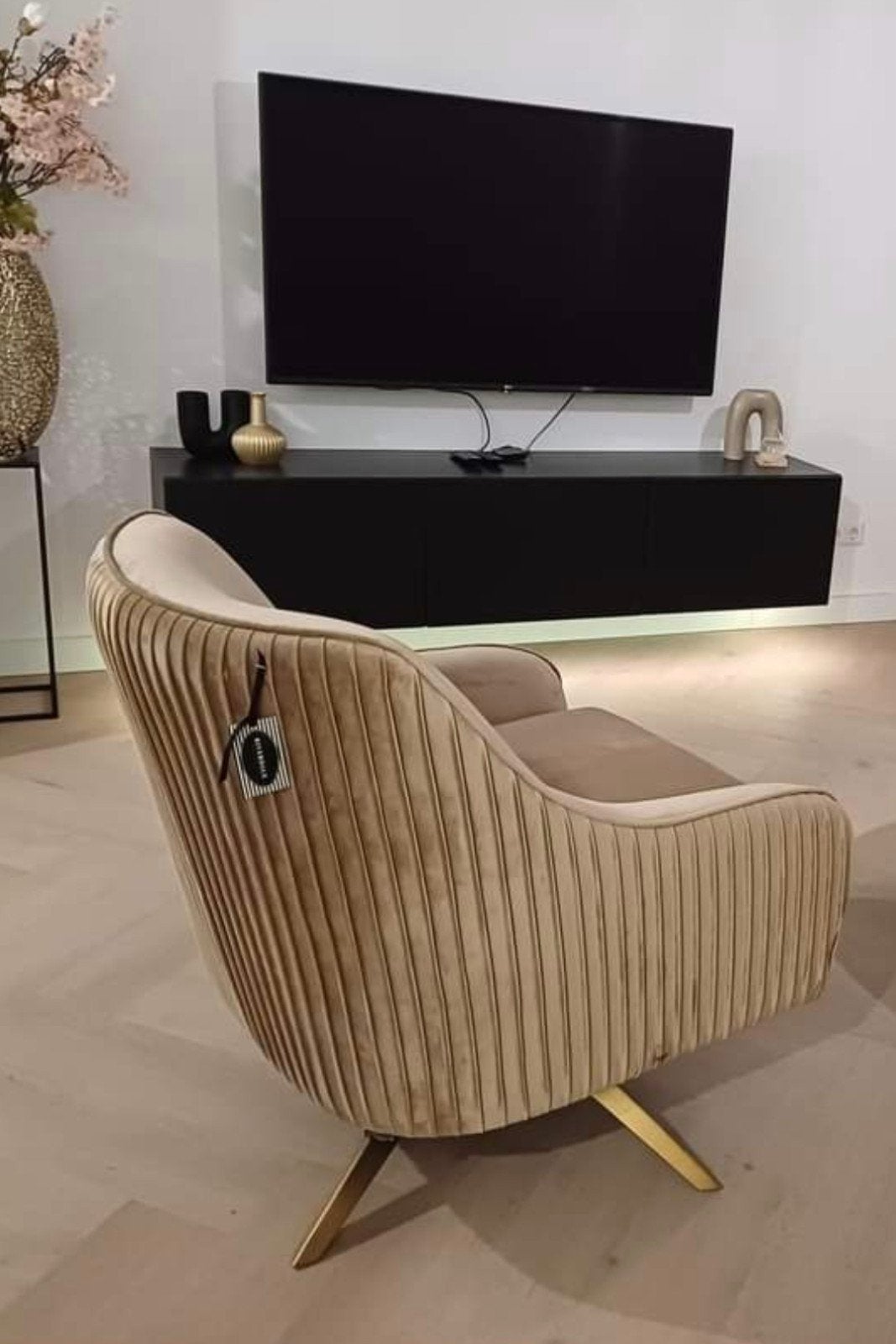 Riverdale- Fauteuil Maddy beige, Huis en Inrichting, Fauteuils, Ophalen, 75 tot 100 cm, Stof, 50 tot 75 cm