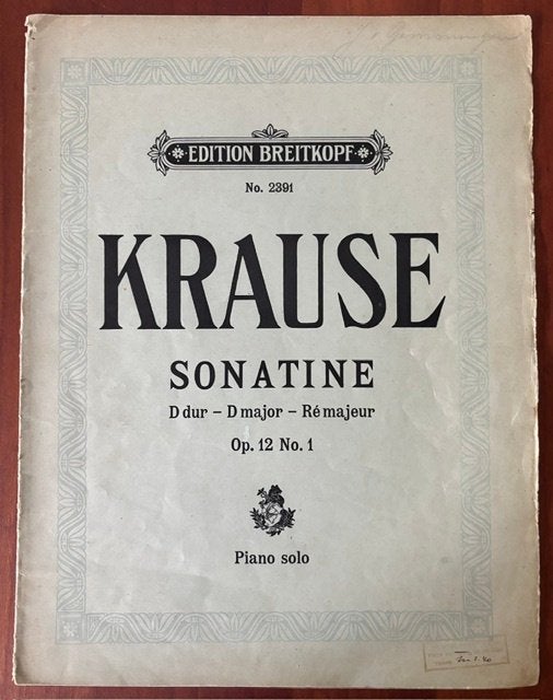 ANTON KRAUSE 3 SONATINES PIANOBOEK, Gebruikt, Klassiek, Ophalen of Verzenden, Artiest of Componist