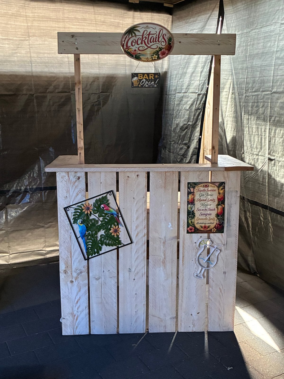 Houten Cocktailbar / Bar voor Feesten en Evenementen, Huis en Inrichting, Ophalen, Gebruikt