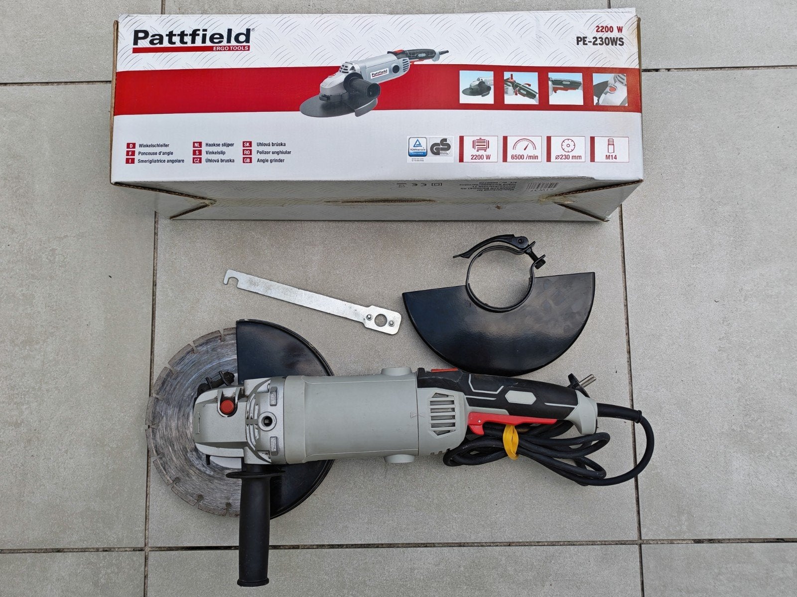 Grote Pattfield haakse slijper 230mm + diamantzaagblad, Ophalen, Nn, Haakse handslijpmachine, Zo goed als nieuw