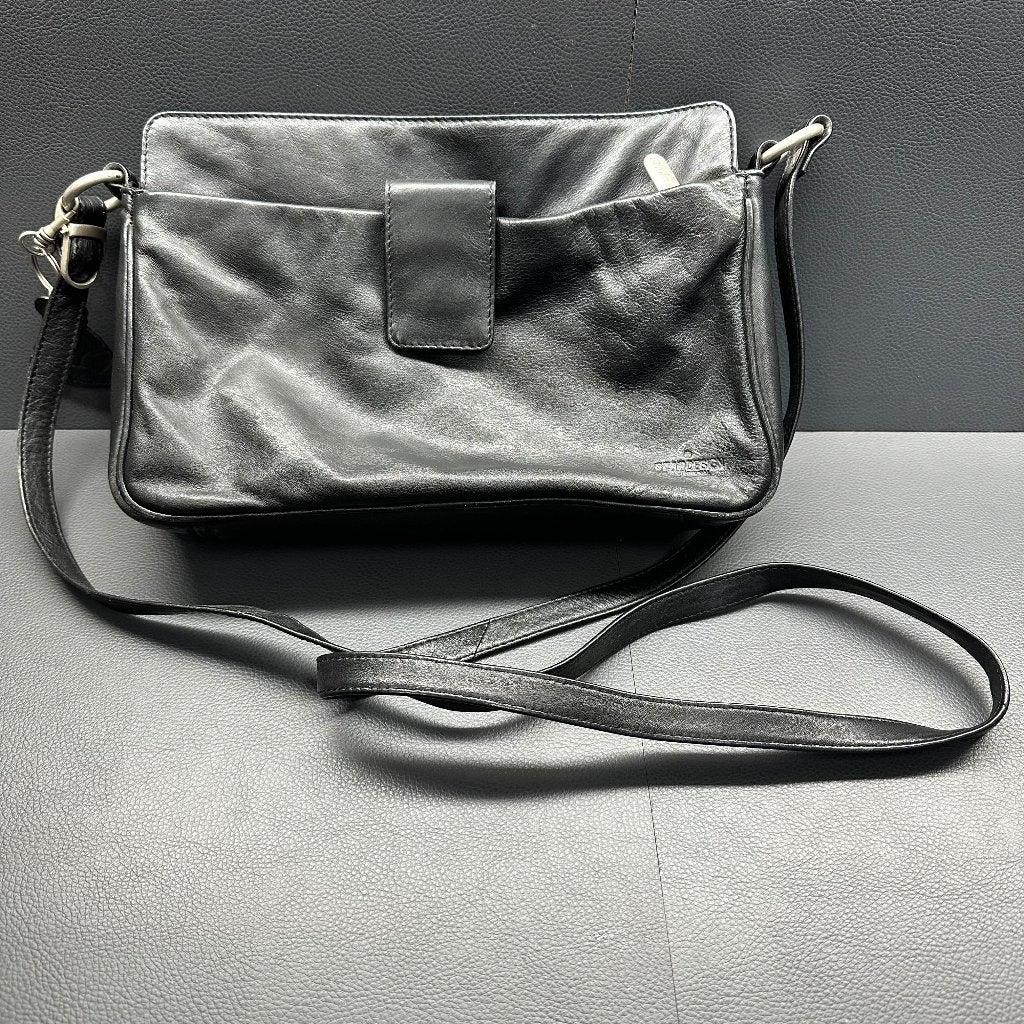 Dames schoudertas zwart 100% runderleder Bear Design z.g.a.n, Ophalen of Verzenden, Zo goed als nieuw, Zwart, Handtas