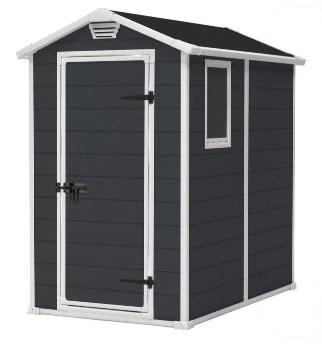 Keter Manor 46 Tuinhuis - Antraciet/Wit 130x192x198, Tuin en Terras, Ophalen, Nieuw, Kunststof, Fietsenberging