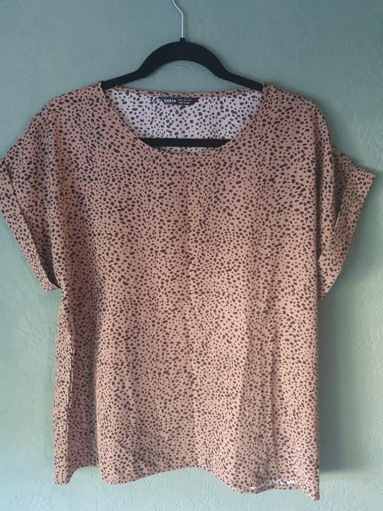 Shein Luipaardprint T-shirt Maat XL, Beige, Maat 46/48 (XL) of groter, Ophalen of Verzenden, Zo goed als nieuw