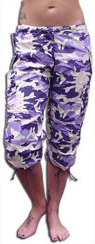 Set van 6 nieuwe Girly Beach PaarsCamo cropped cargobroeken., Kleding | Dames, Verzenden, Nieuw, Maat 36 (S)