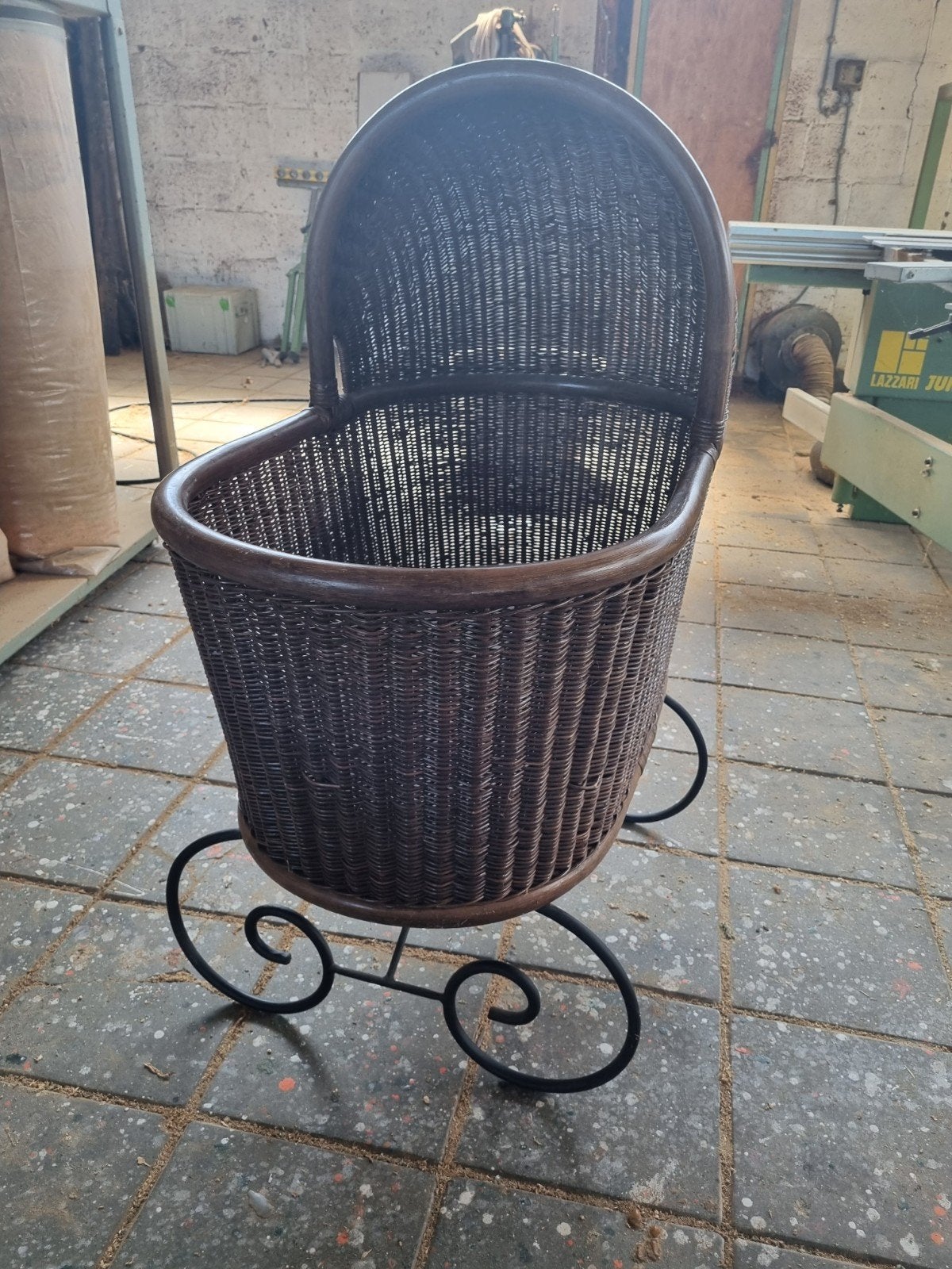 Vintage Wieg Rotan met Onderstel - Sumatra Matras, Ophalen, Gebruikt, Wieg